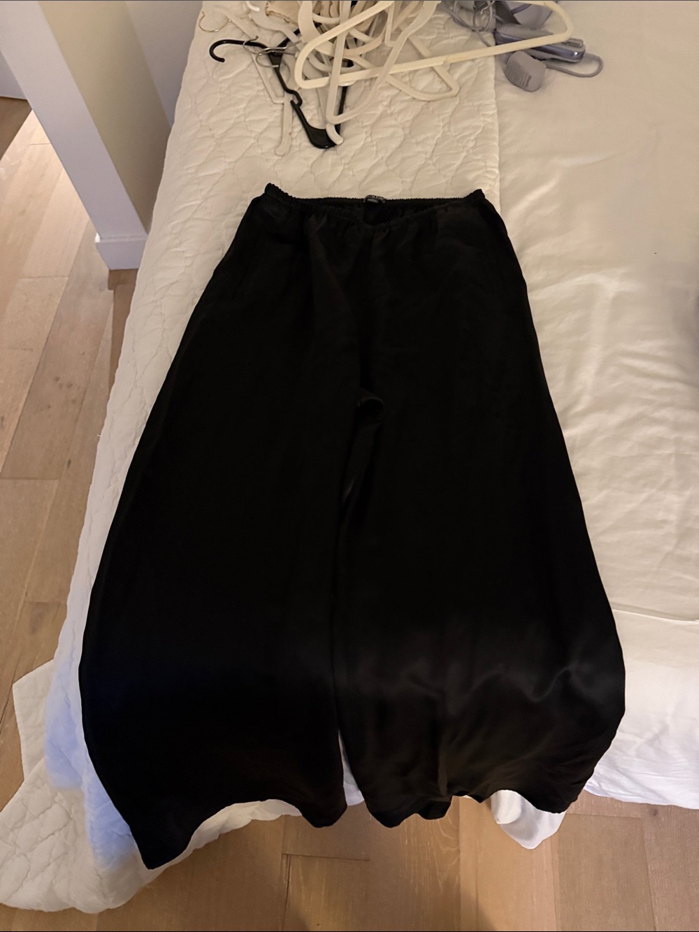 J. Crew Black Elastic Waist Silk Pants